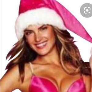 Pink satin Santa hat